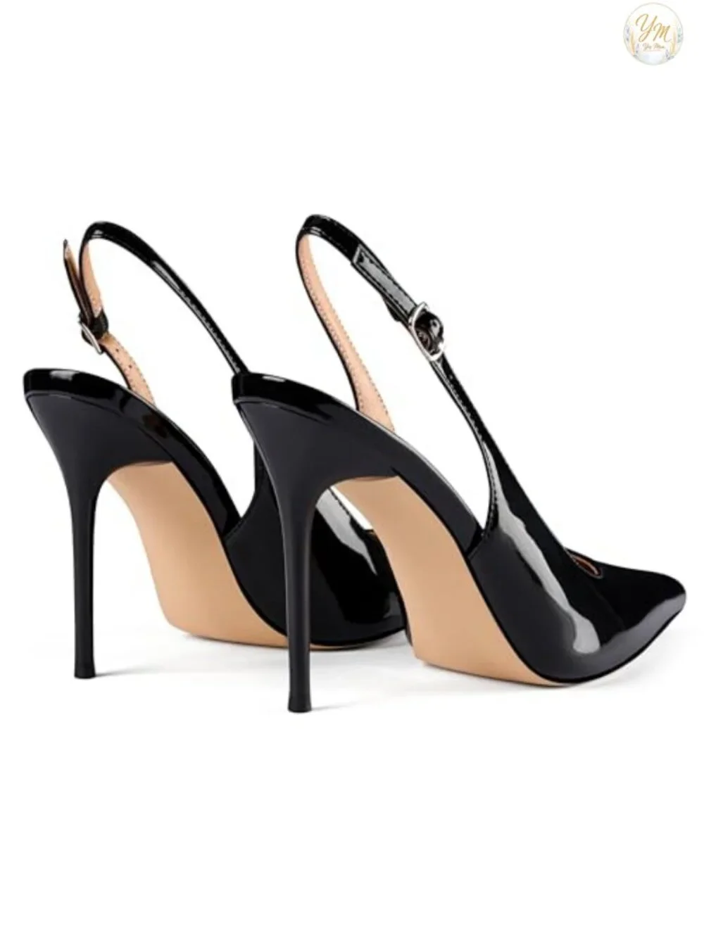 Slingback Heels for Women Stiletto High Heels 4 Inch Pointed Toe Pumps Patent